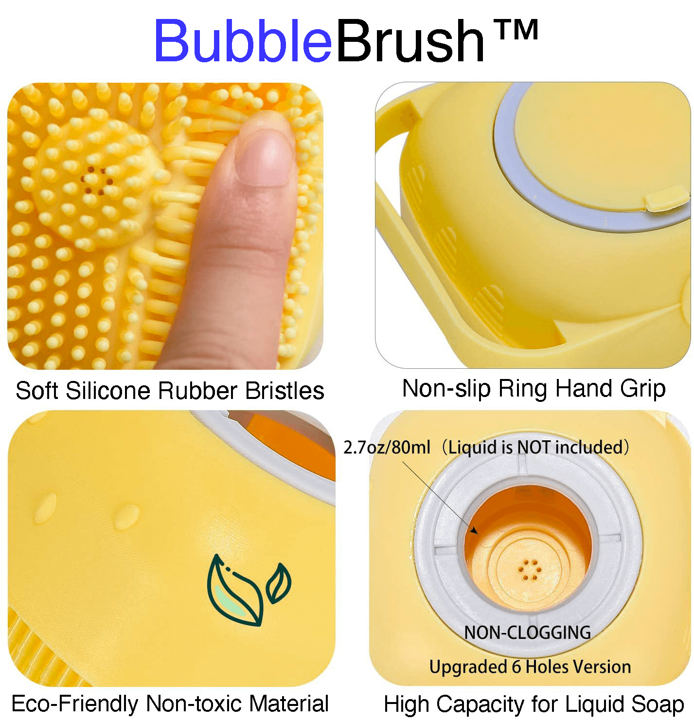 BubbleBrush ™ | Spazzola da Bagno in Gomma Naturale