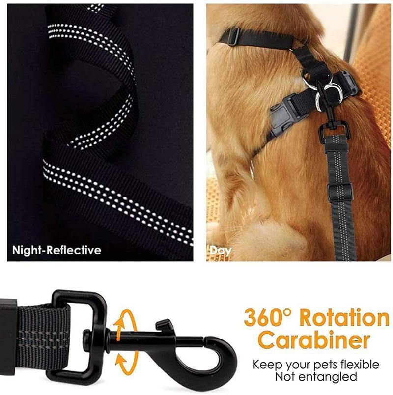 Pet Safety Belt | 2 in 1 Latch Elastic Reflective - PetsLoveSurprises