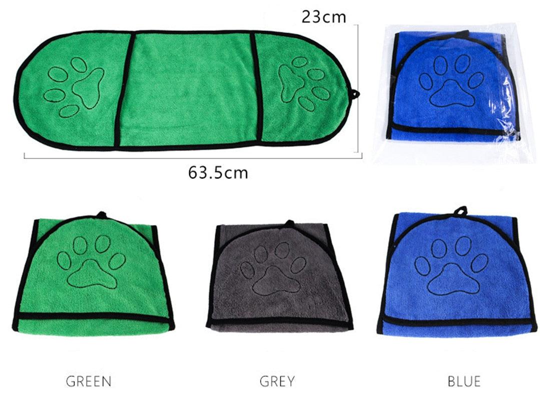 Pet Towel With Pockets | Microfiber Ultra-Absorbent - Pet Towel With Pockets | Microfiber Ultra-Absorbent - PetsLoveSurprises